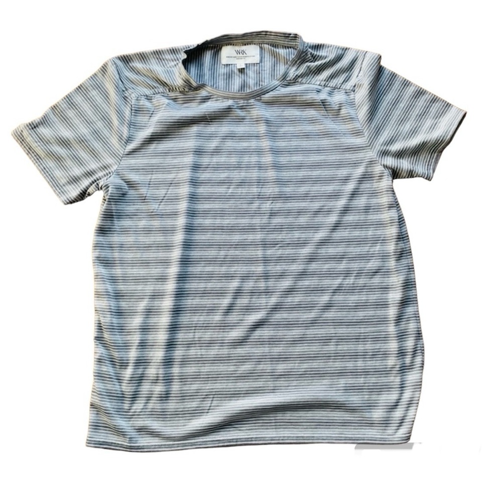 Men’s W.R.K Gray Stripe Short Sleeve T-Shirt Size L